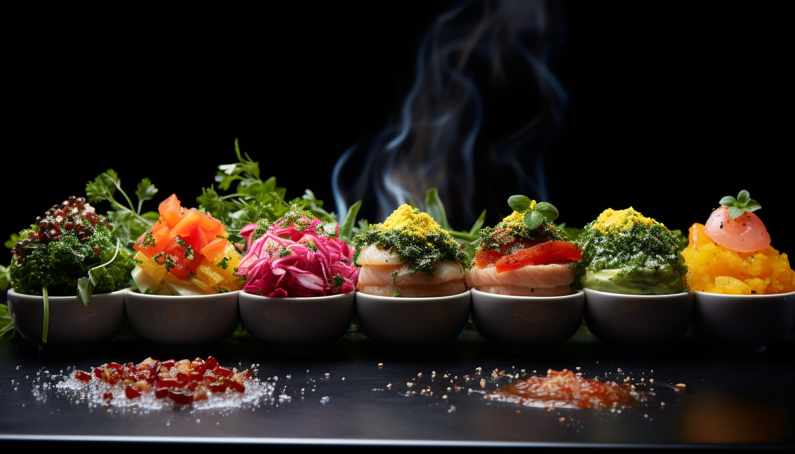 Freshness on plate gourmet salad, grilled meat, healthy eating generated by artificial intelligence